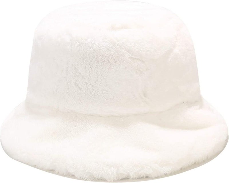 BEARUN Winter Faux Fur Furry Bucket Hat Fluffy Fuzzy Warm Hat Plush Fisherman Hat for Women Men Teens Girls - Image 1